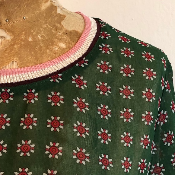 New NWT Scotch Soda Sheer top 145512 ruffles short sleeves print  Size small - Picture 3 of 7